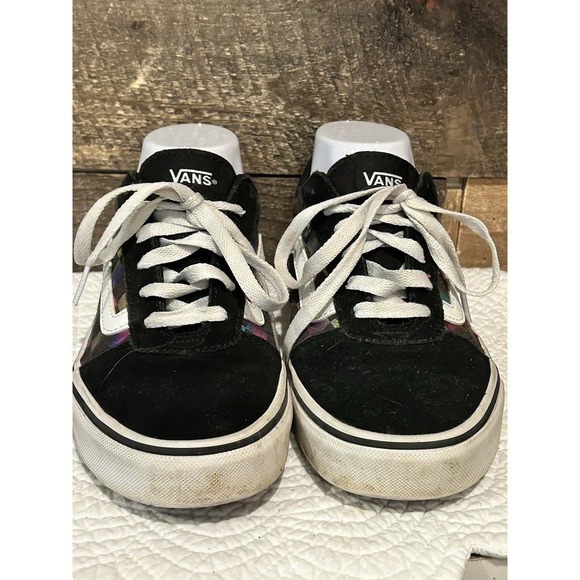 Vans Shoes Sneakers Women 8.5 Ward Black Rainbow Iridescent Checkerboard 500714 - Picture 5 of 9